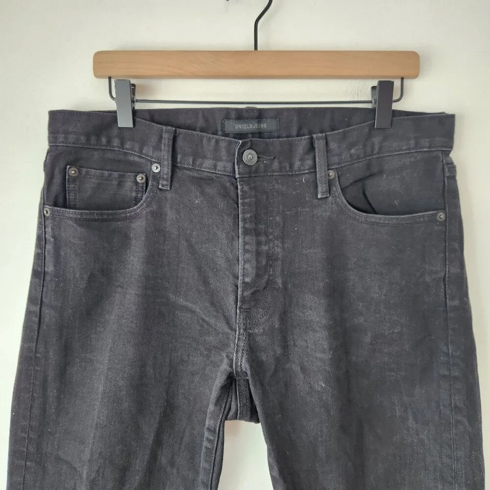 Uniqlo Men's Jeans Black Straight Leg Pants Classic Denim Size 34x34
